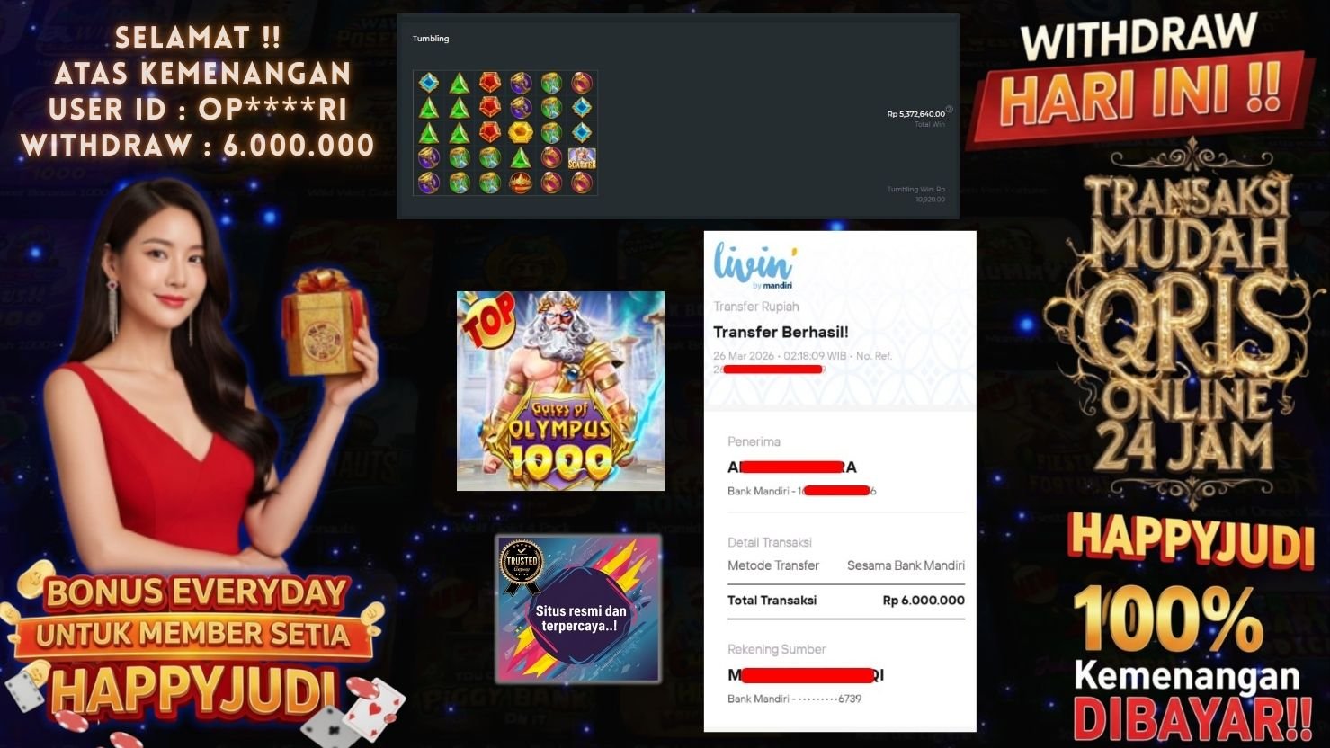 HAPPYJUDI JACKPOT SLOT GATES OF OLYMPUS 1000